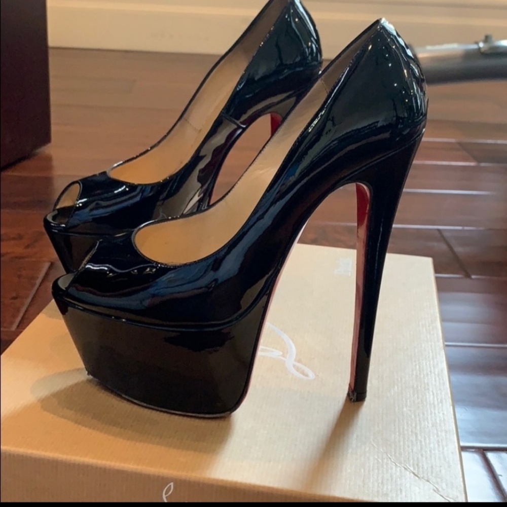 Christian Louboutin black patent platform pumps